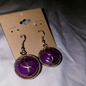 Purple & Gold anchor earrings